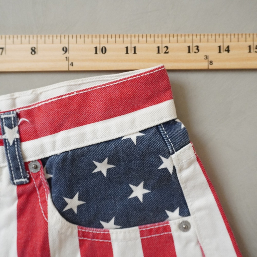 Vintage Parkers Jeans American Flag Shorts Small USA Made 90s Stars and Stripes - Picture 6 of 7